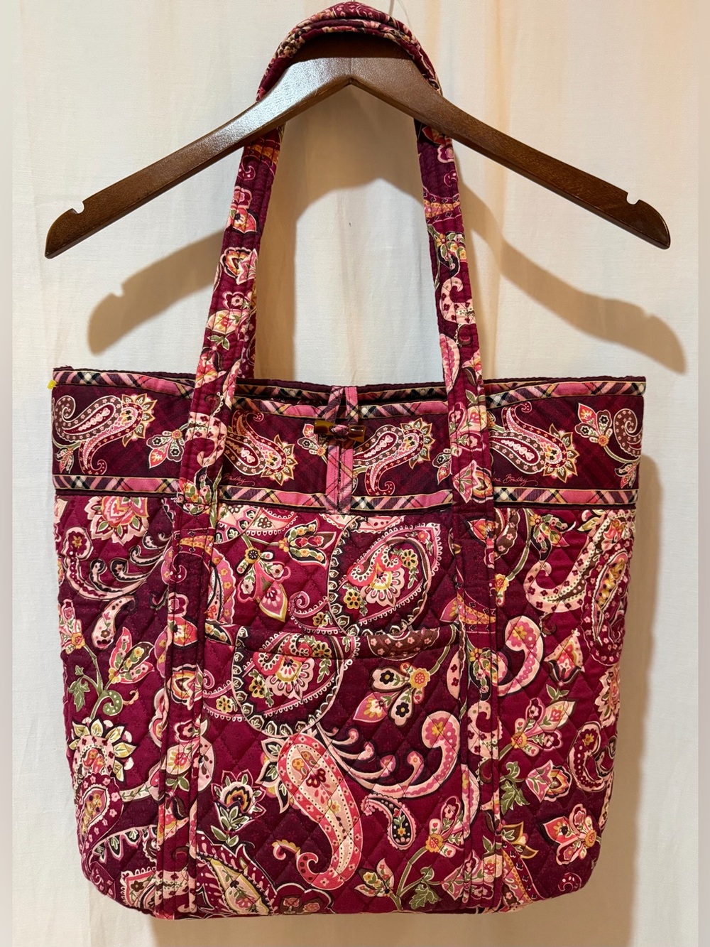 Vera Bradley Quilted Paisley Print Large Tote Bag - Burgundy - OS